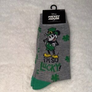 Disney Mickey Mouse Gray and Green Lucky Socks